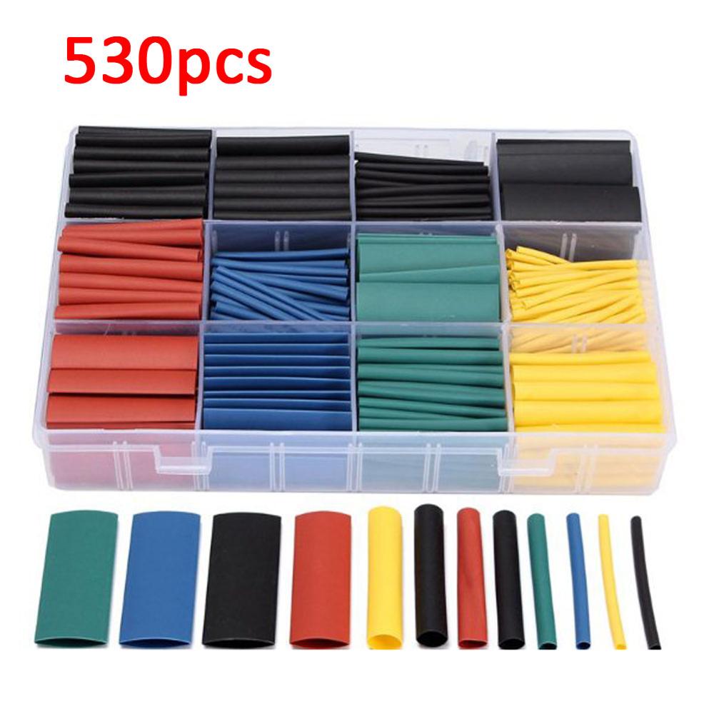 Kit de Tubos Termo Retráteis Tamanhos Variados Eletrônica Poli Olefina 530 Unid.
