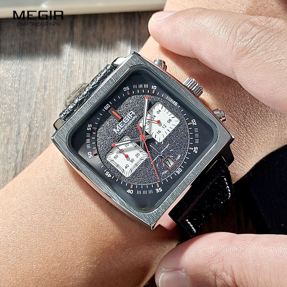 Relógio MEGIR Prata Estanhado de Quartzo Luminoso Casual Masculino
