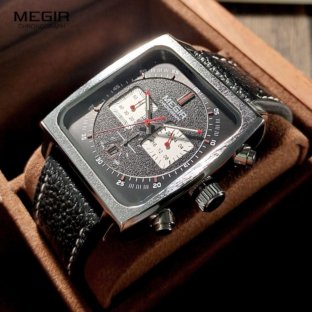 Relógio MEGIR Prata Estanhado de Quartzo Luminoso Casual Masculino